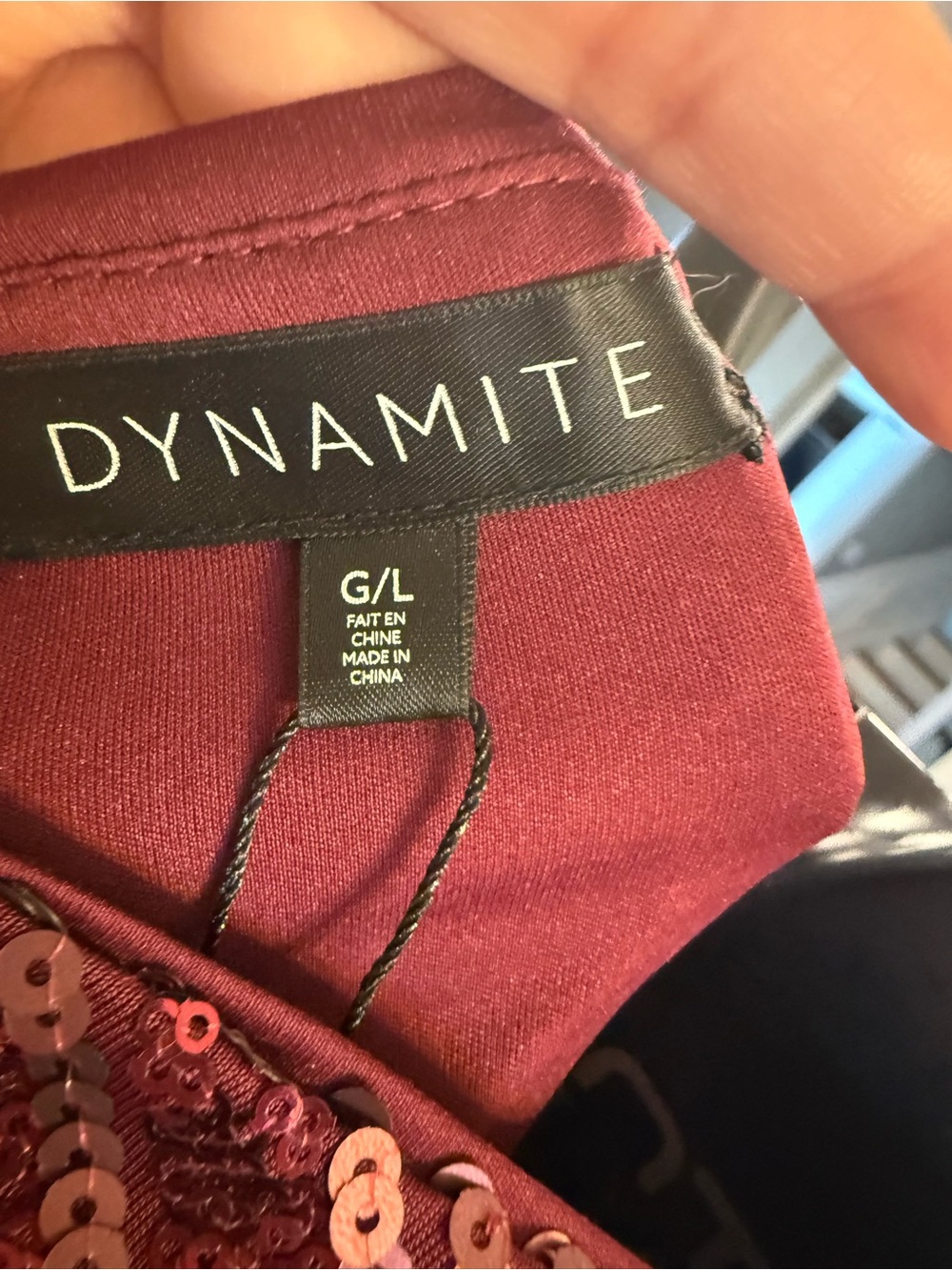NWT Dynamite Winebar Sequin Long Sleeve Open Back Dress Size L - Picture 3 of 5